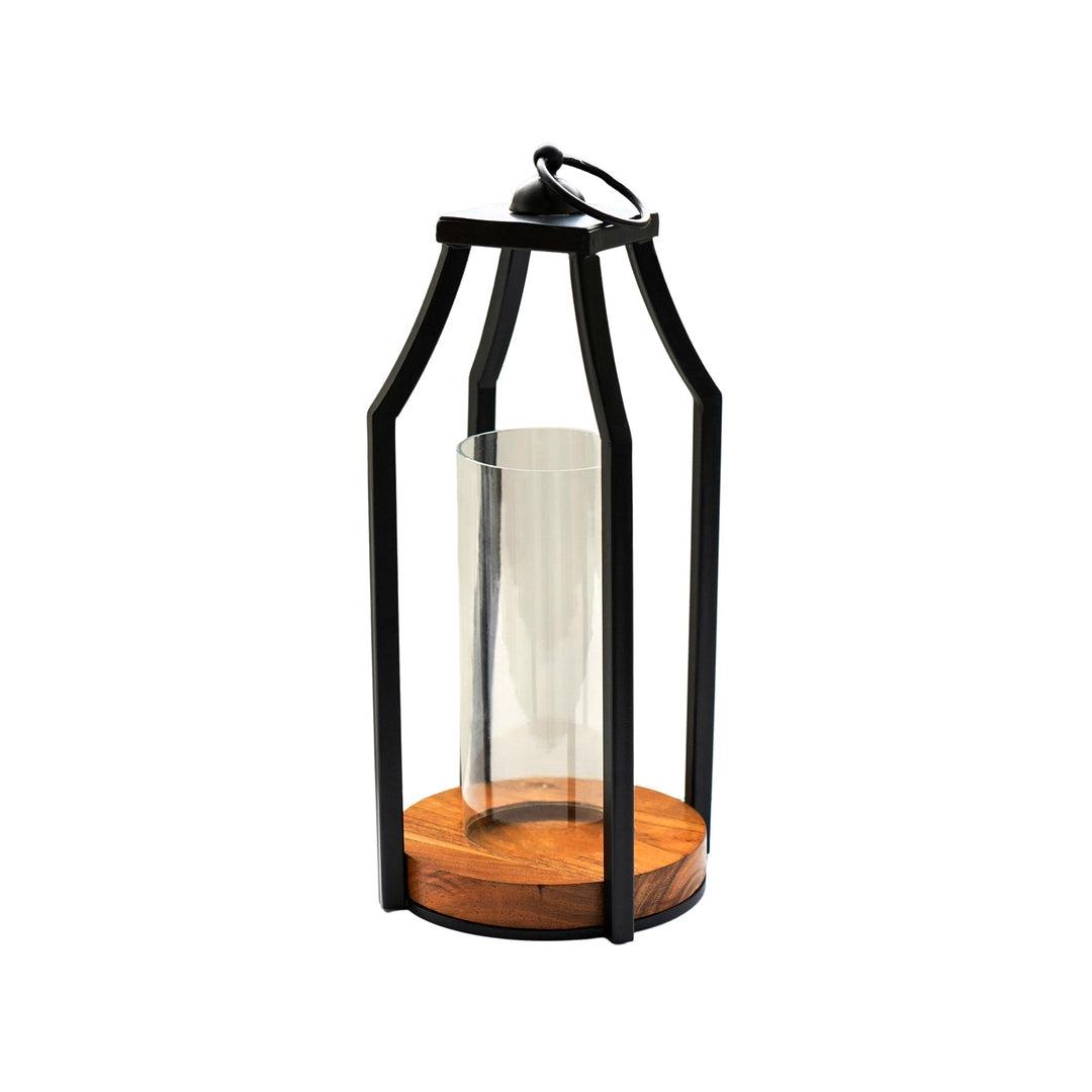 Acacia Wood Base Lantern
