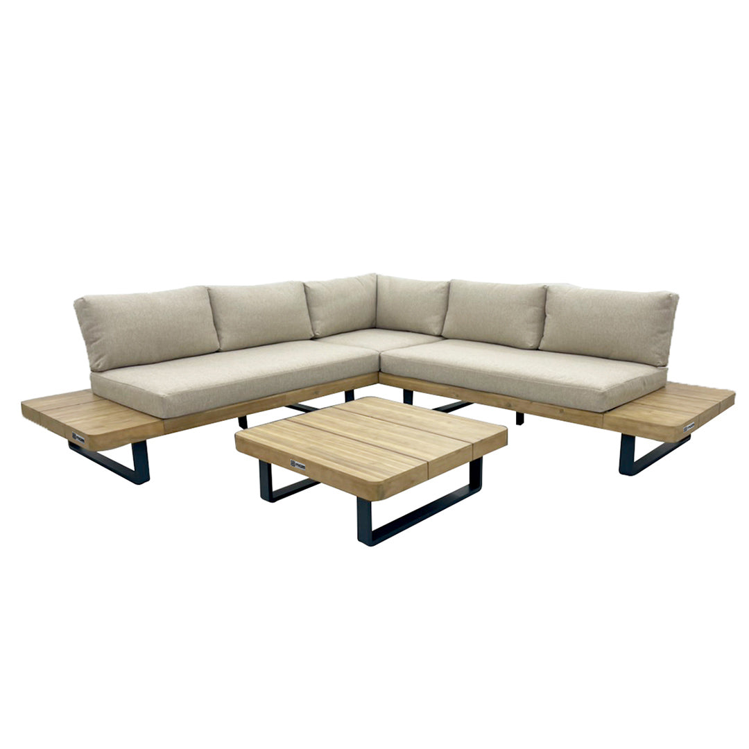 Bali Wood Platform Corner Sofa Set