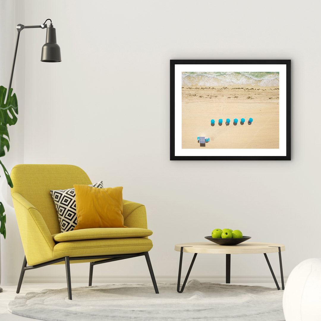 Blue Umbrellas Framed Wall Art Lime Lace