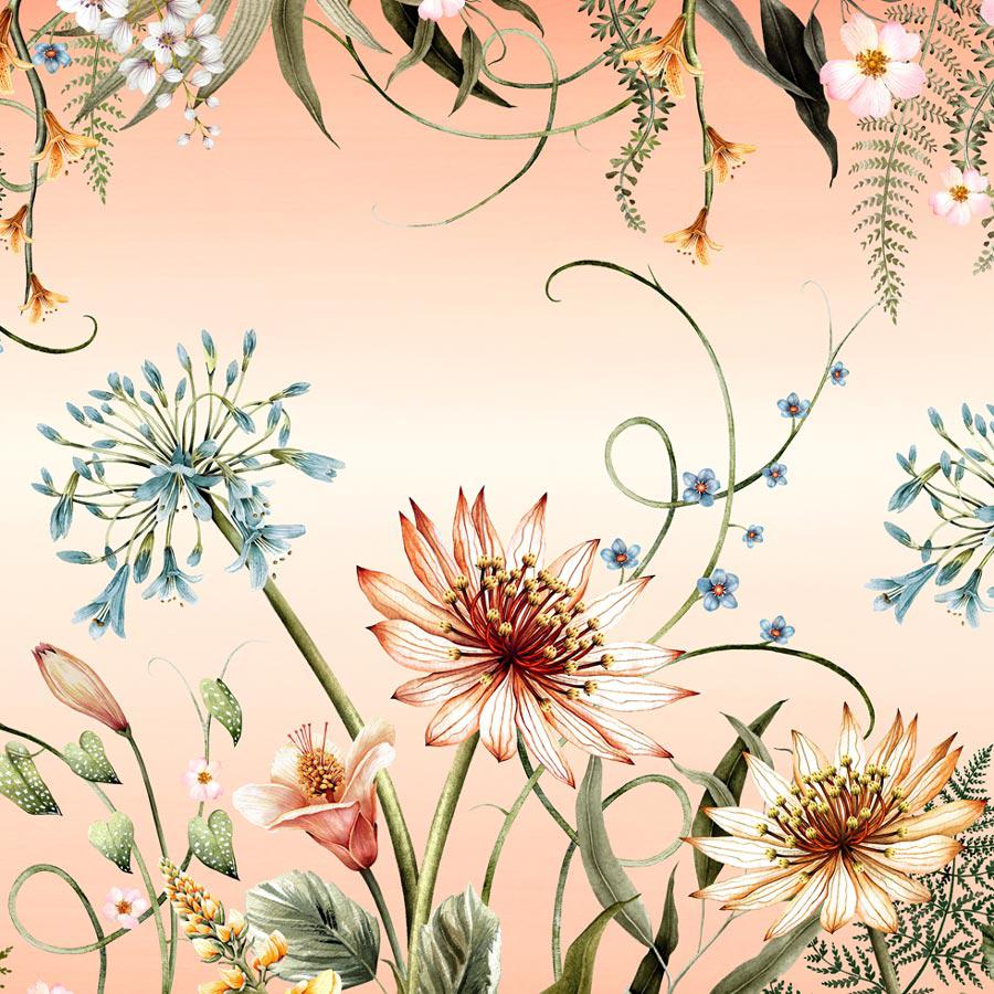 Bodacious Blooms Blush Shimmer Velvet Fabric