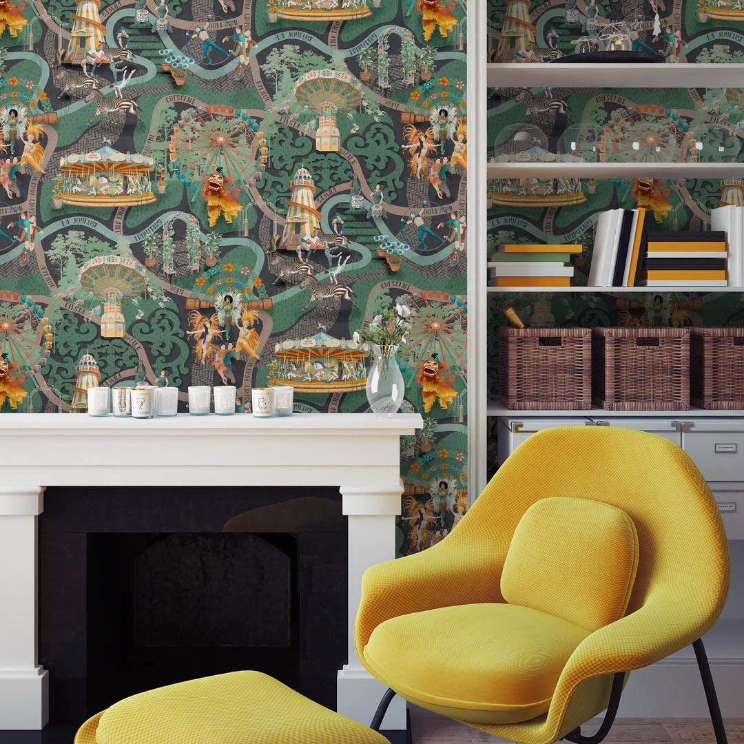 Carnival Map Wallpaper - Jade - Brand Mckenzie