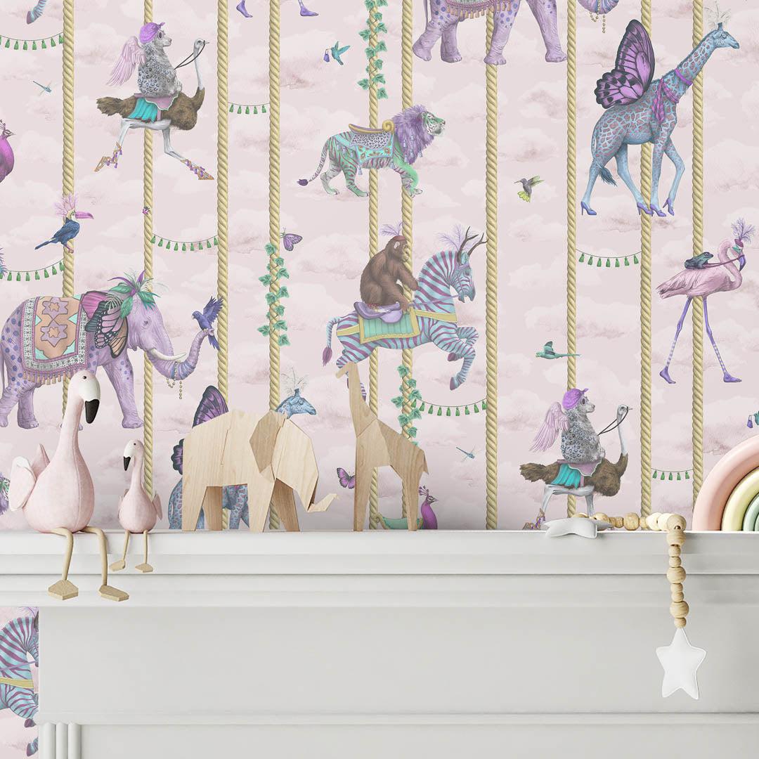 Carousel Wallpaper - Pink - Brand Mckenzie