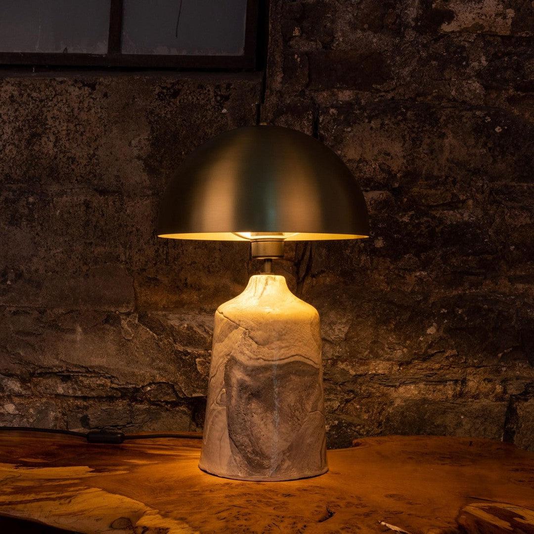 Cassia Ceramic Marbled Table Lamp with Brass Shade
