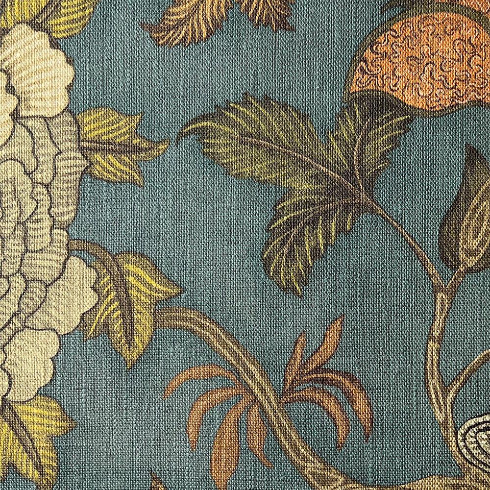 Chameleon Trail Pure Linen Fabric - Teal and Orange - Josephine Munsey