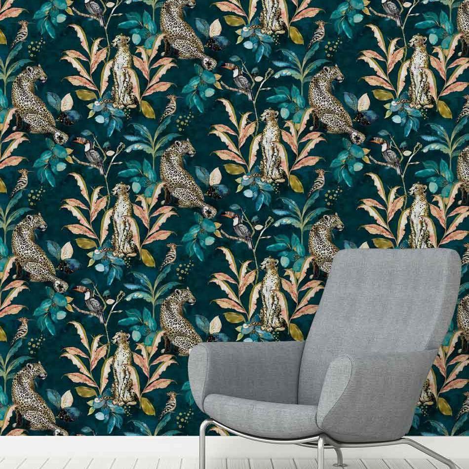Cheetah Wallpaper - Teal - Graduate Collection