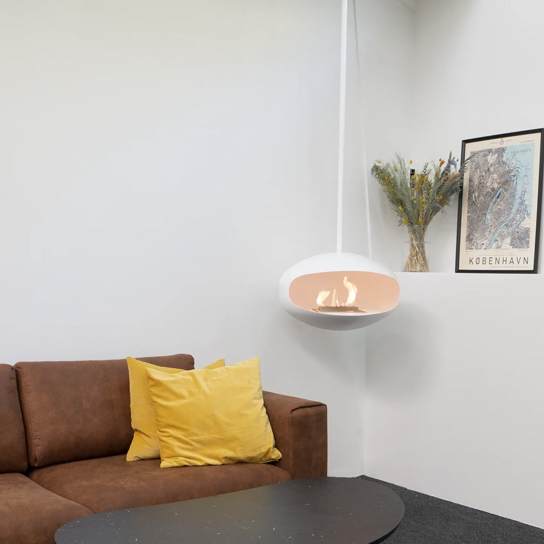 Cocoon Aeris White Hanging Bioethanol Fire