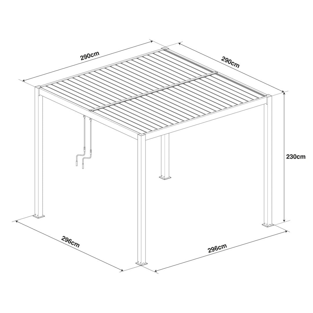 Como - 3m x 3m Garden Pergola Frame - Grey