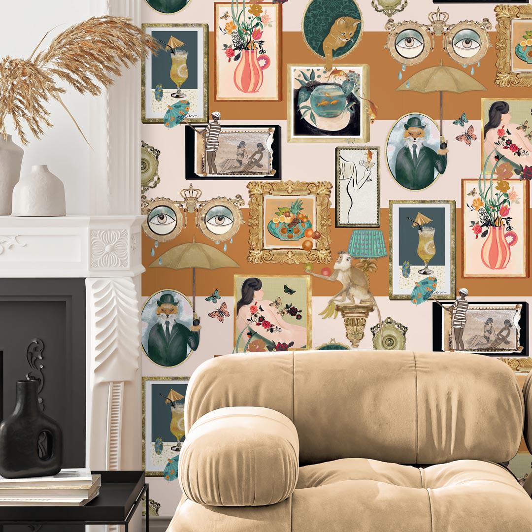 Connecting Frames Wallpaper - Caramel - Brand Mckenzie