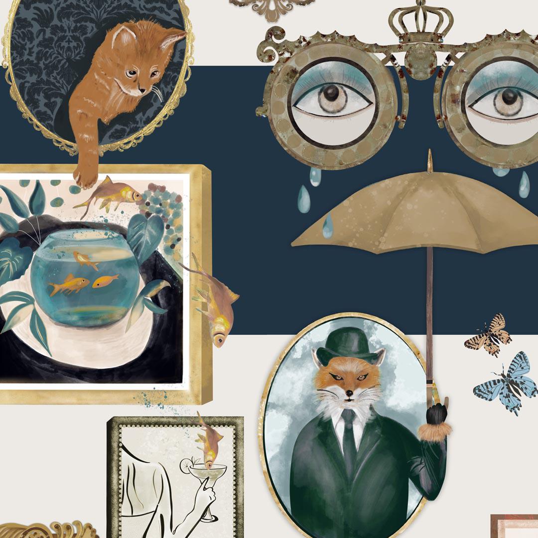 Connecting Frames Wallpaper - Navy - Brand Mckenzie