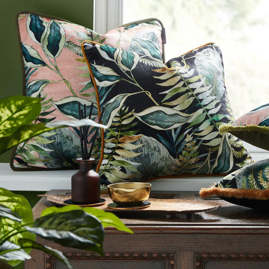 Dark Tropics Velvet Cushion Cover