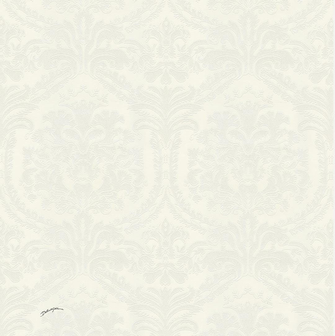 Dolce & Gabbana Blu Mediterraneo Damask Wallpaper - Cream