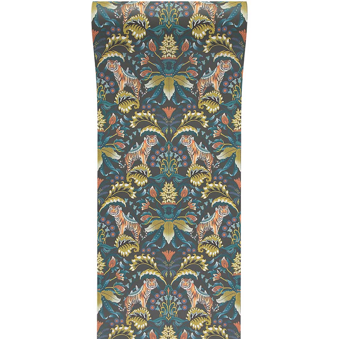 Exotic Tiger Wallpaper - Charcoal - Graduate Collection