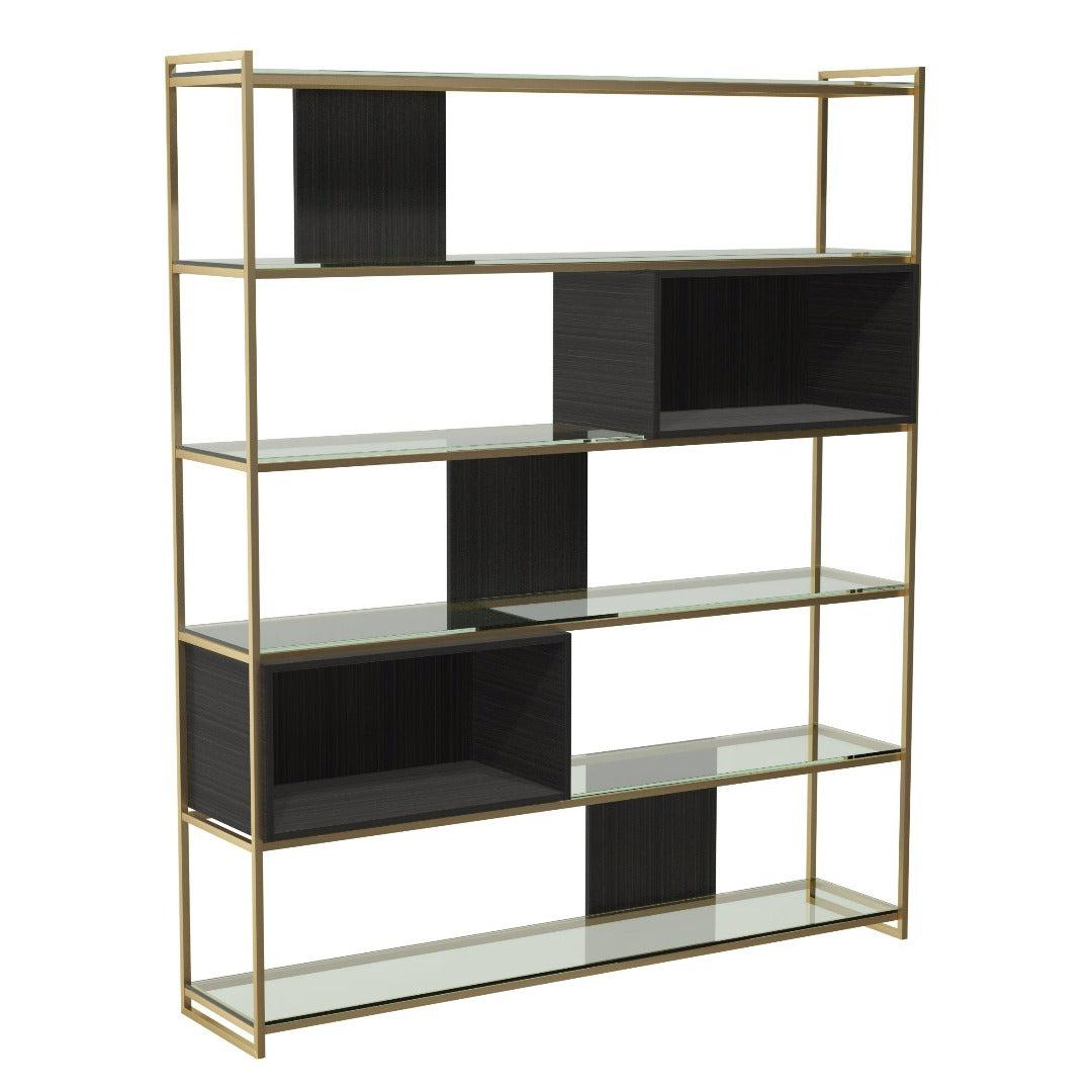Federico Brass Framed High Bookcase - Gillmore Space
