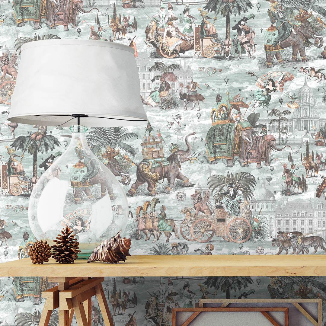 Fiesta Wallpaper - Peach & Seawater - Brand Mckenzie