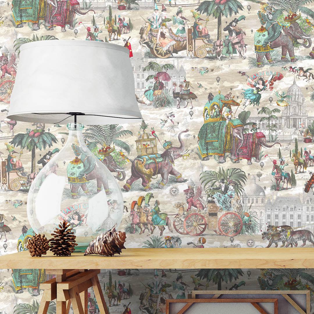 Fiesta Wallpaper - Ruby & Green - Brand Mckenzie