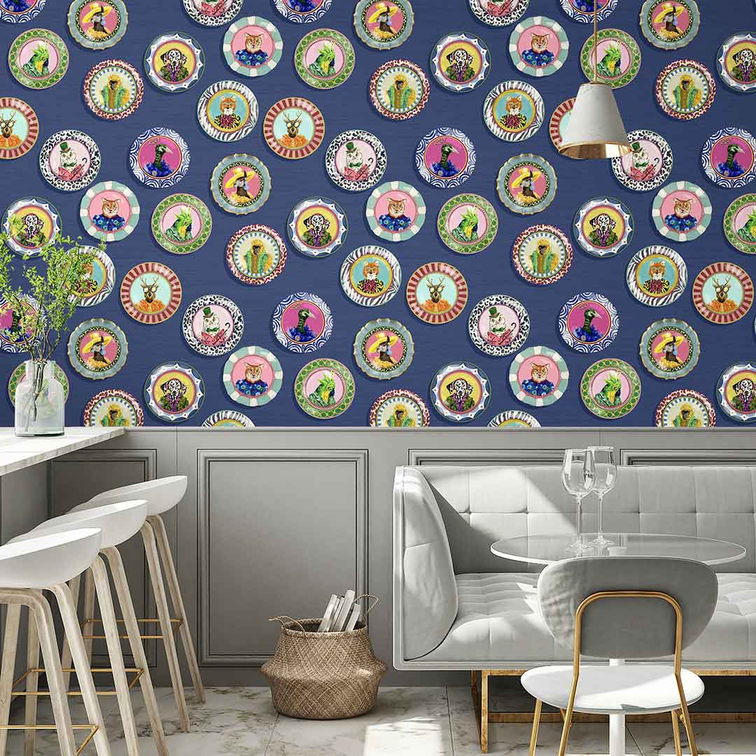 Fine China Wallpaper - Royal Blue - Brand Mckenzie
