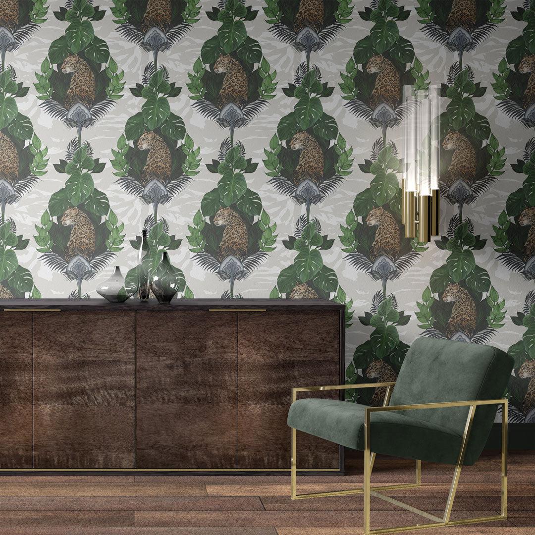 Floral Leopard Wallpaper - Cream