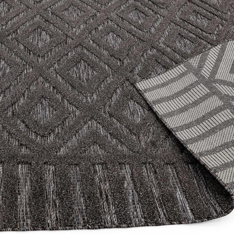 Geometric Diamonds Outdoor Rug - Charcoal