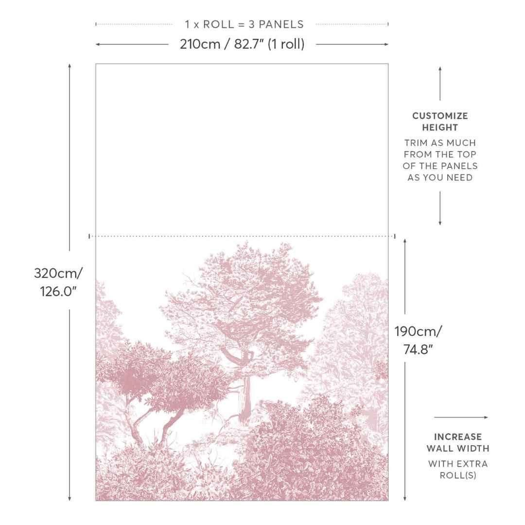Hua Trees Mural Wallpaper - Neutral - Set of 3 Panels - Sian Zeng