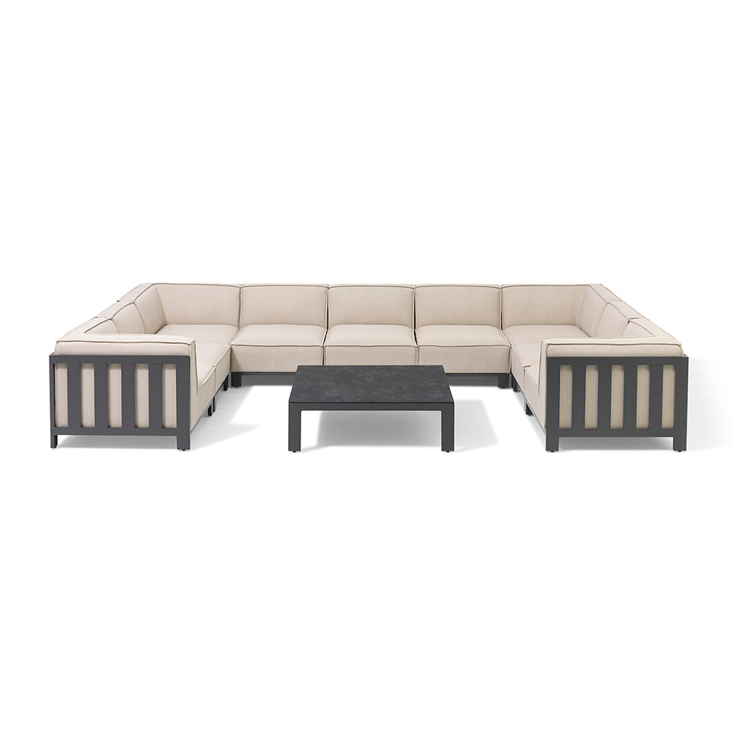 Ibiza U Shape Sofa Set With Square Coffee Table - Oatmeal
