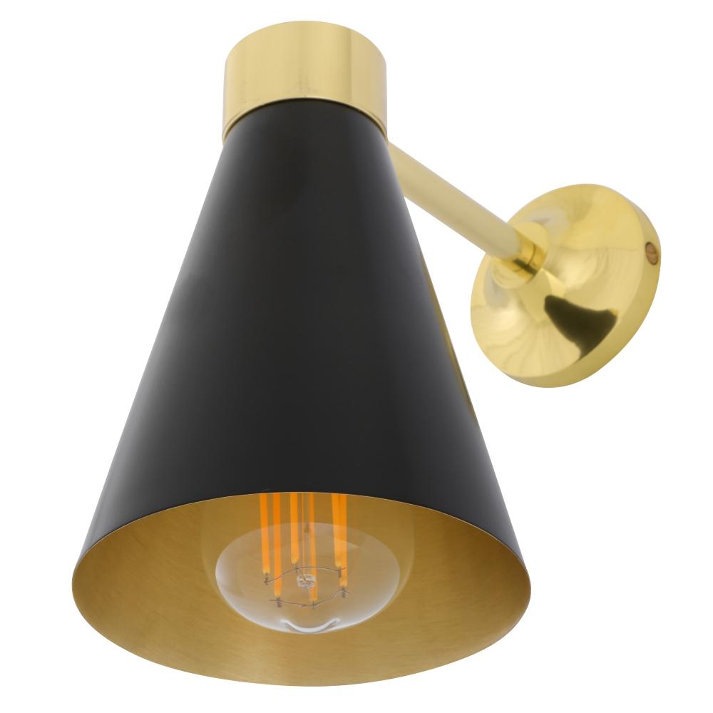 Kamina Matte Black and Polished Brass Wall Light - Mullan Lighting