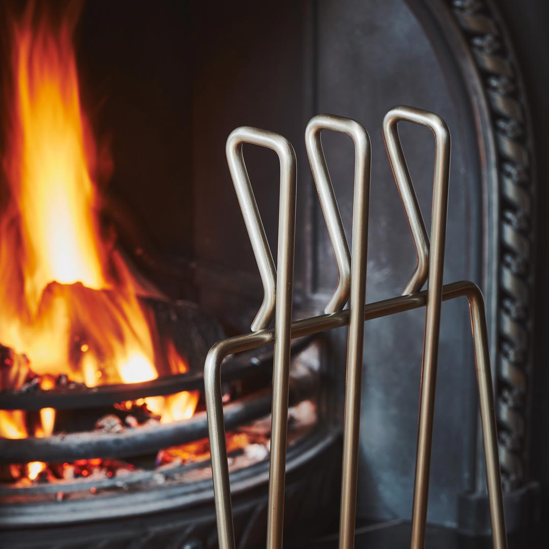 Linear Pewter Fire Tools Set