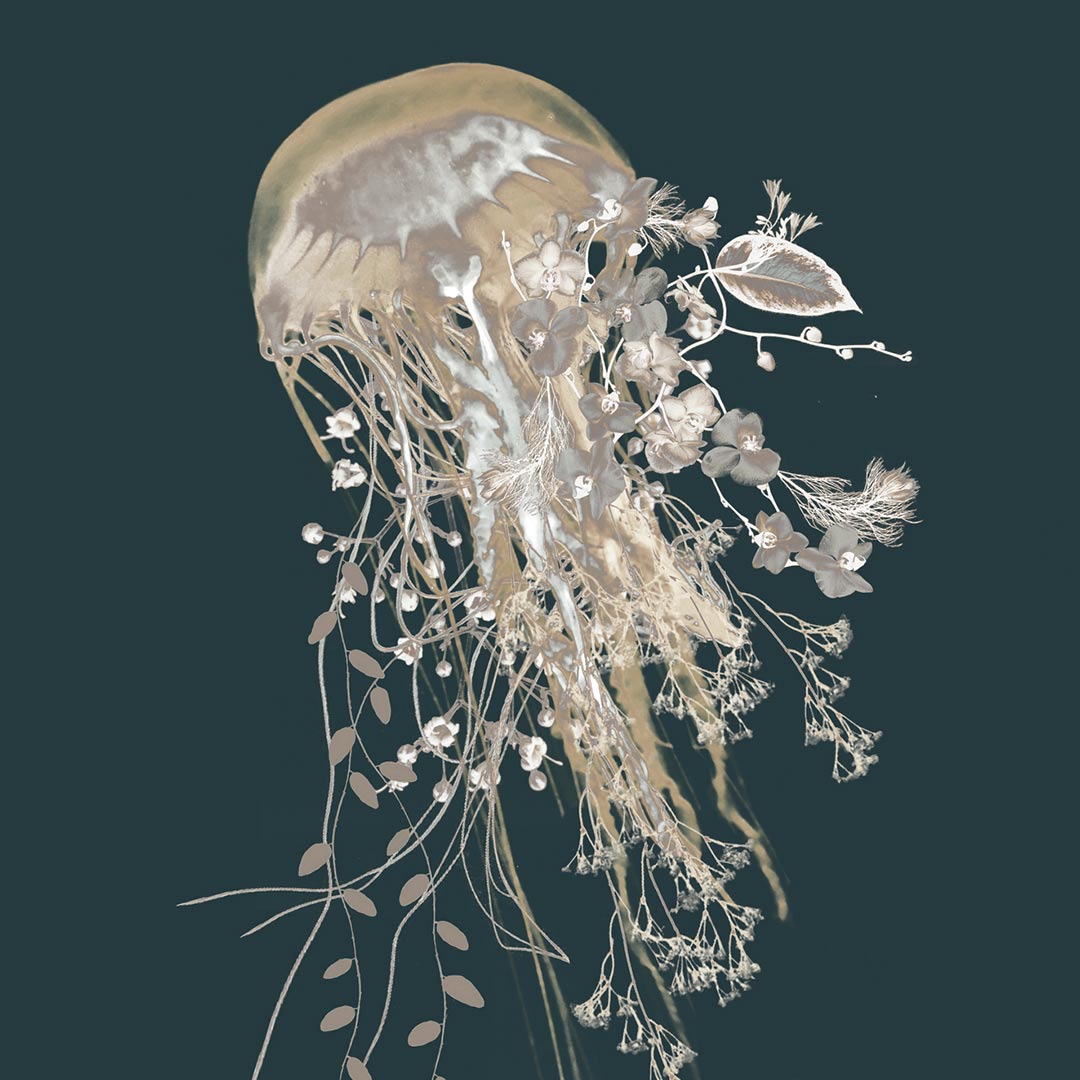 Living Waters Wallpaper - Deep Ocean/Limestone - Good & Craft