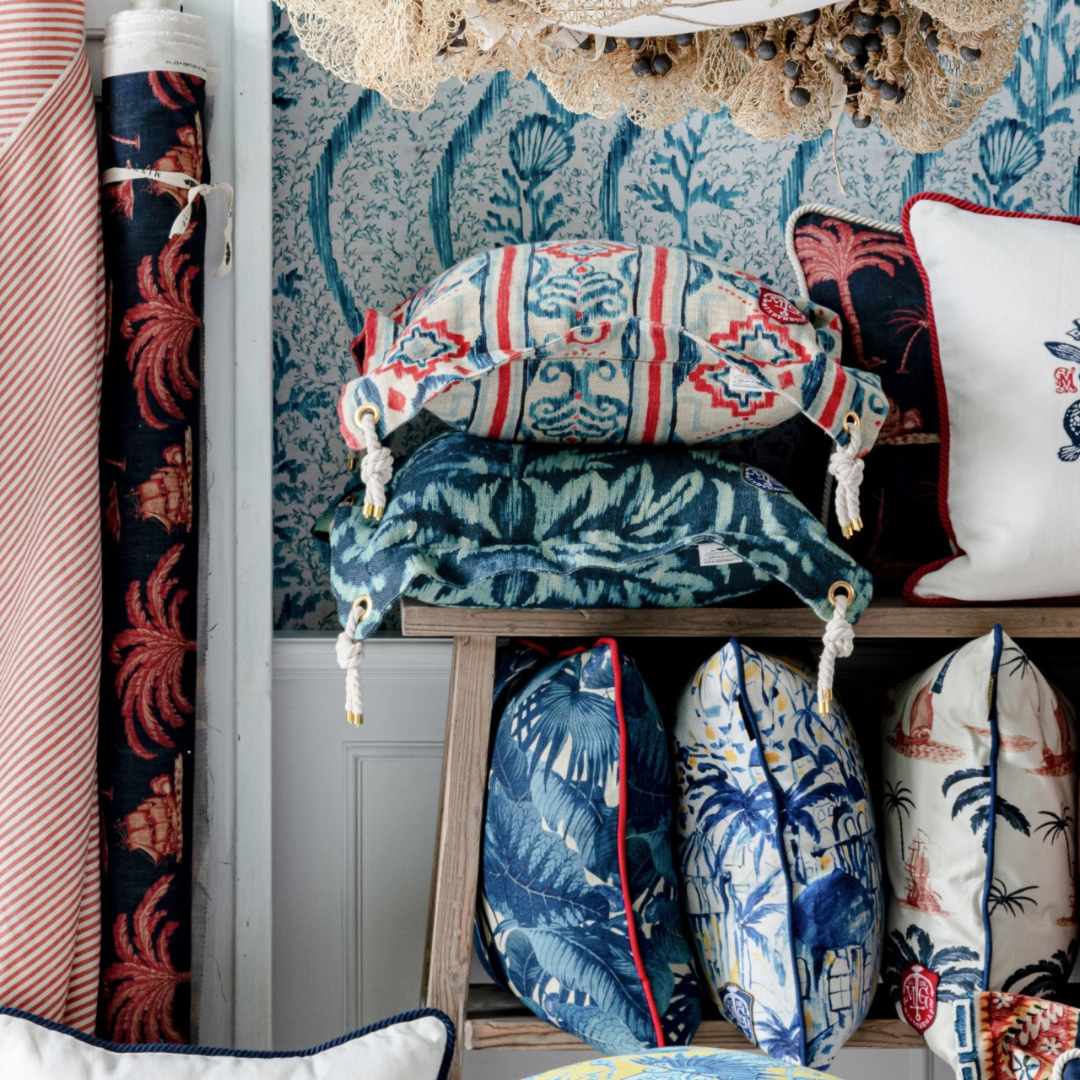 Mediterraneo Ikat 100% Linen Fabric - MINDTHEGAP