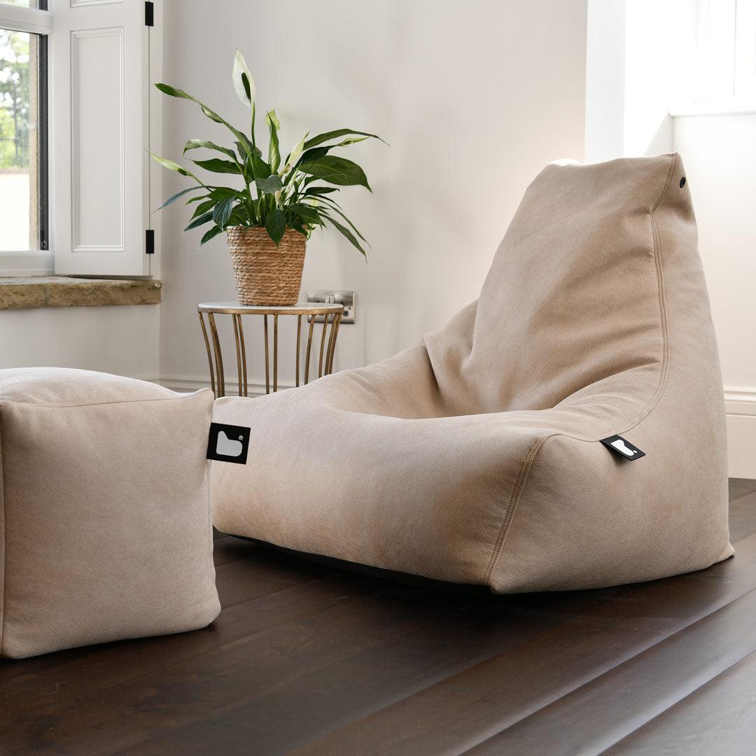 Mighty B Bag - Faux Leather Bean Bag Chair - Latte