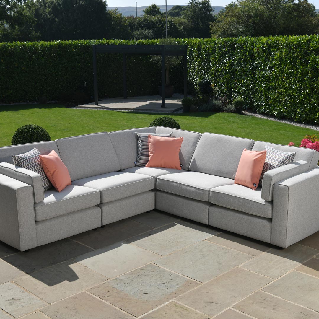 Modular T 5pc Outdoor Corner Sofa – Lime Lace