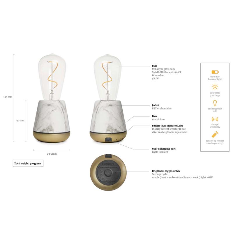 ONE Cordless LED Table Lamp - Black Marble