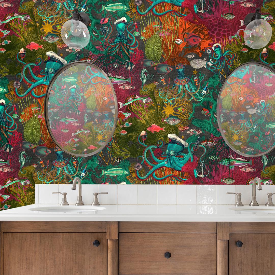 Octopus Wallpaper - Flaming Olive - Brand Mckenzie