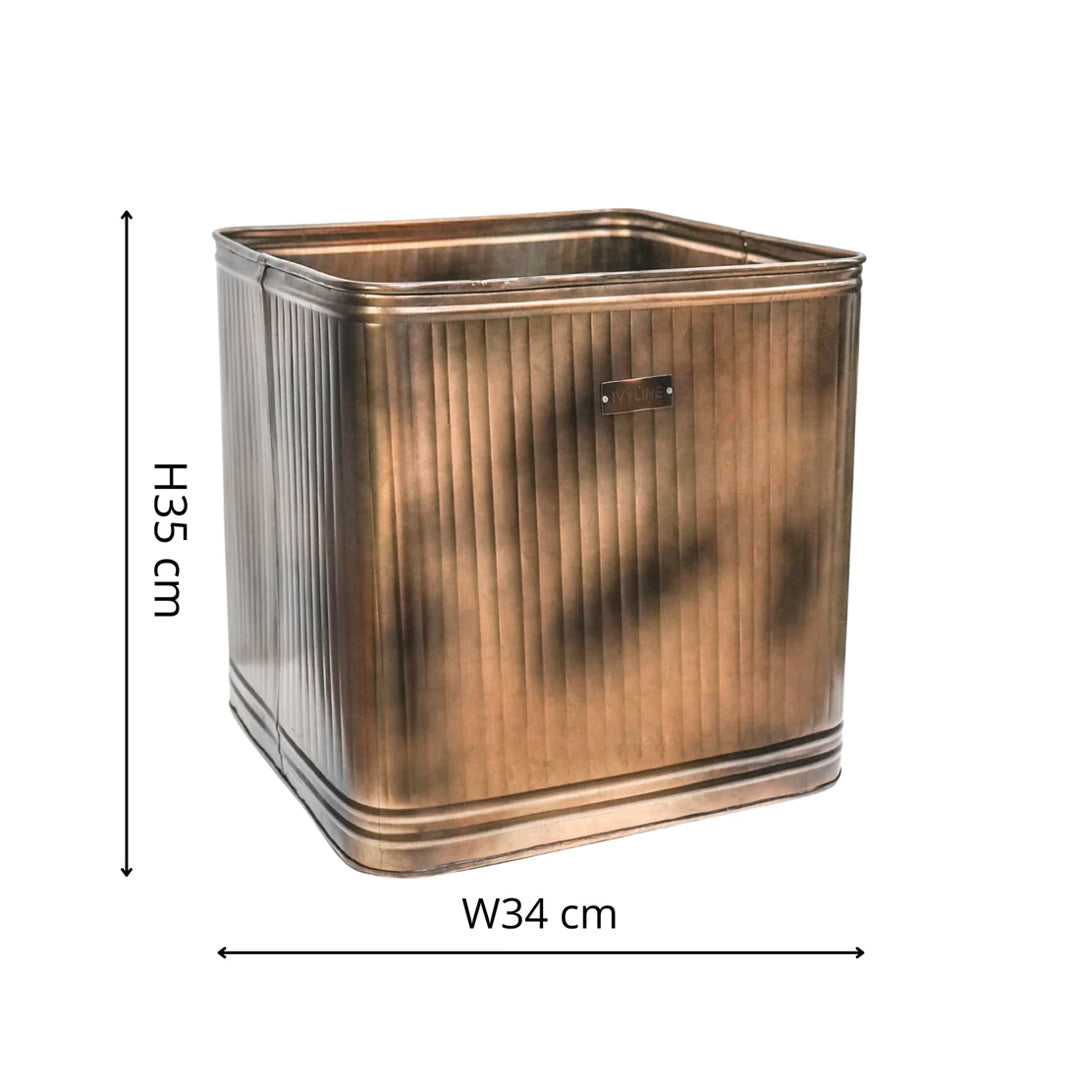 Outdoor Hampton Square Copper Planter