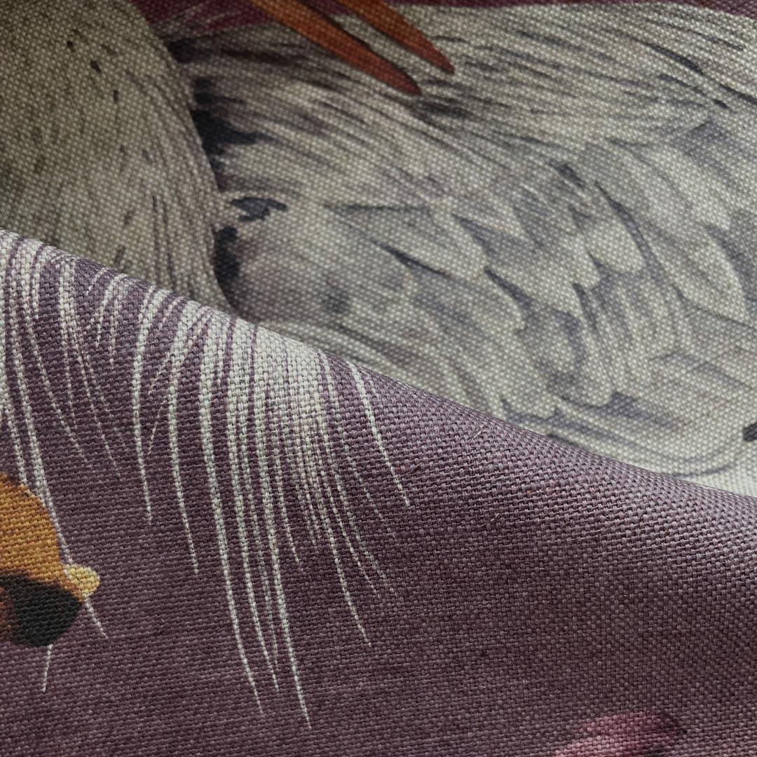 Plum Orient Natural Linen Fabric