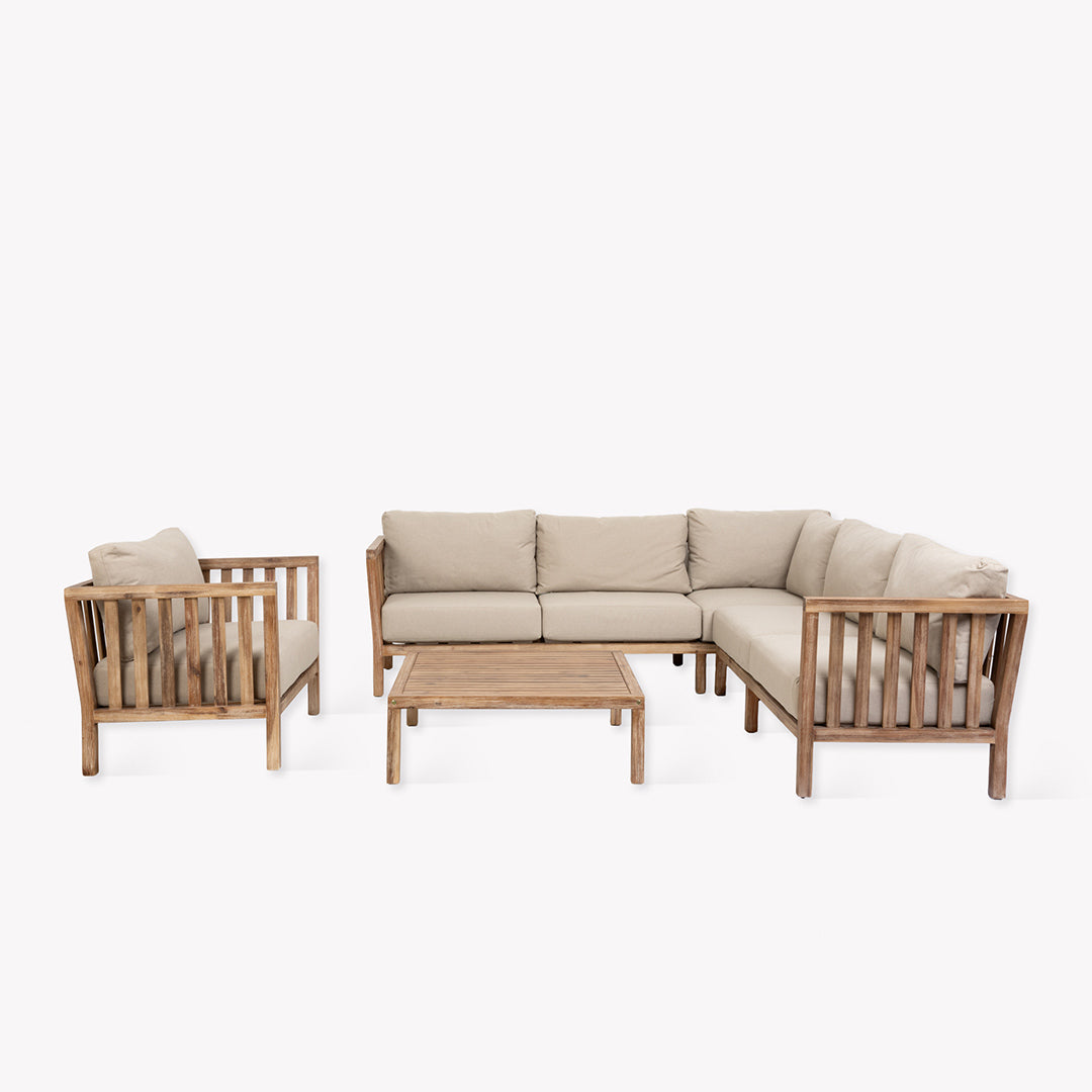 Porthallow Corner Sofa Set - Dark Natural