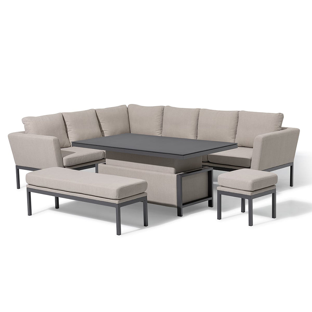 Pulse Rectangular Corner Dining Set with Rising Table - Oatmeal
