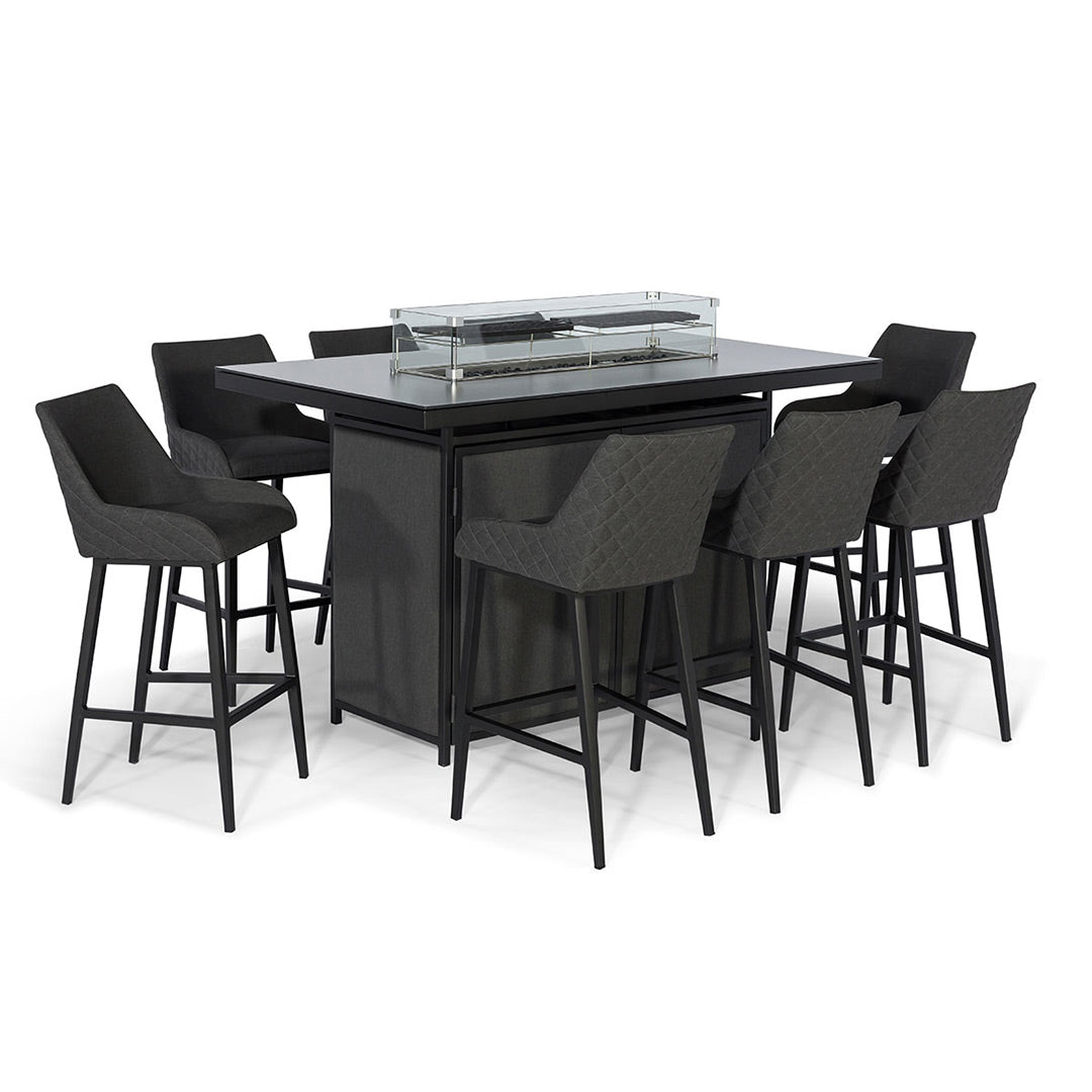 Regal 8 Seater Rectangular Fire Pit Bar Set in Charcoal