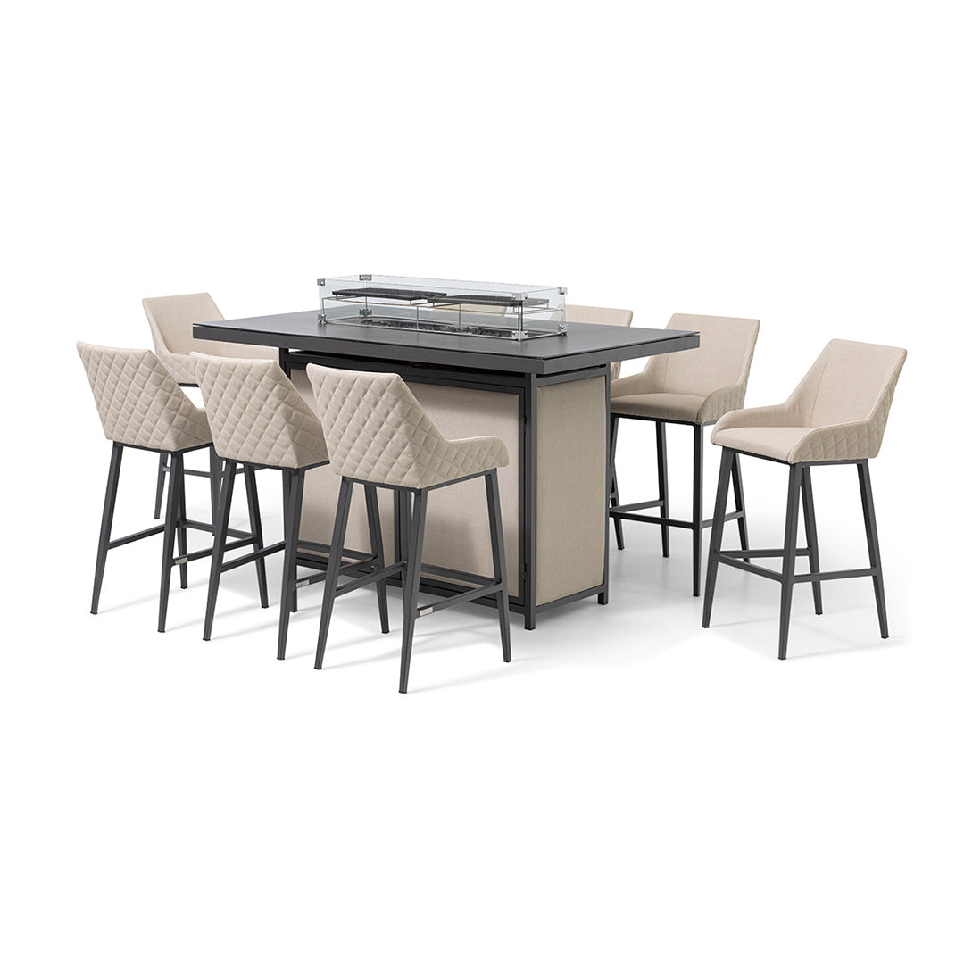 Regal 8 Seater Rectangular Fire Pit Bar Set in Oatmeal