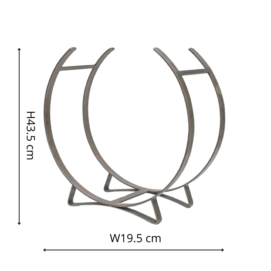 Round Pewter Firewood Holder