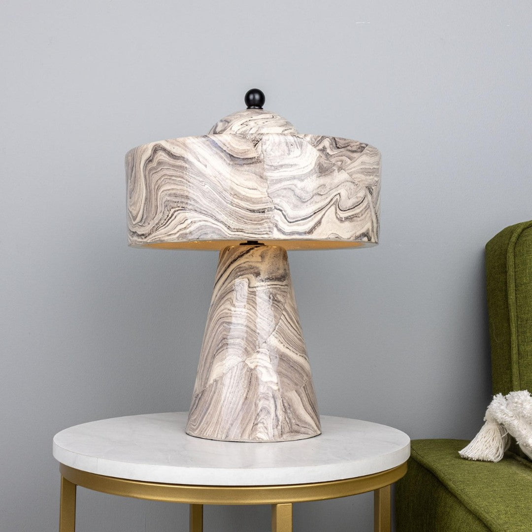 Seville Marbled Ceramic Mid-Century Modern Table Lamp – Lime Lace