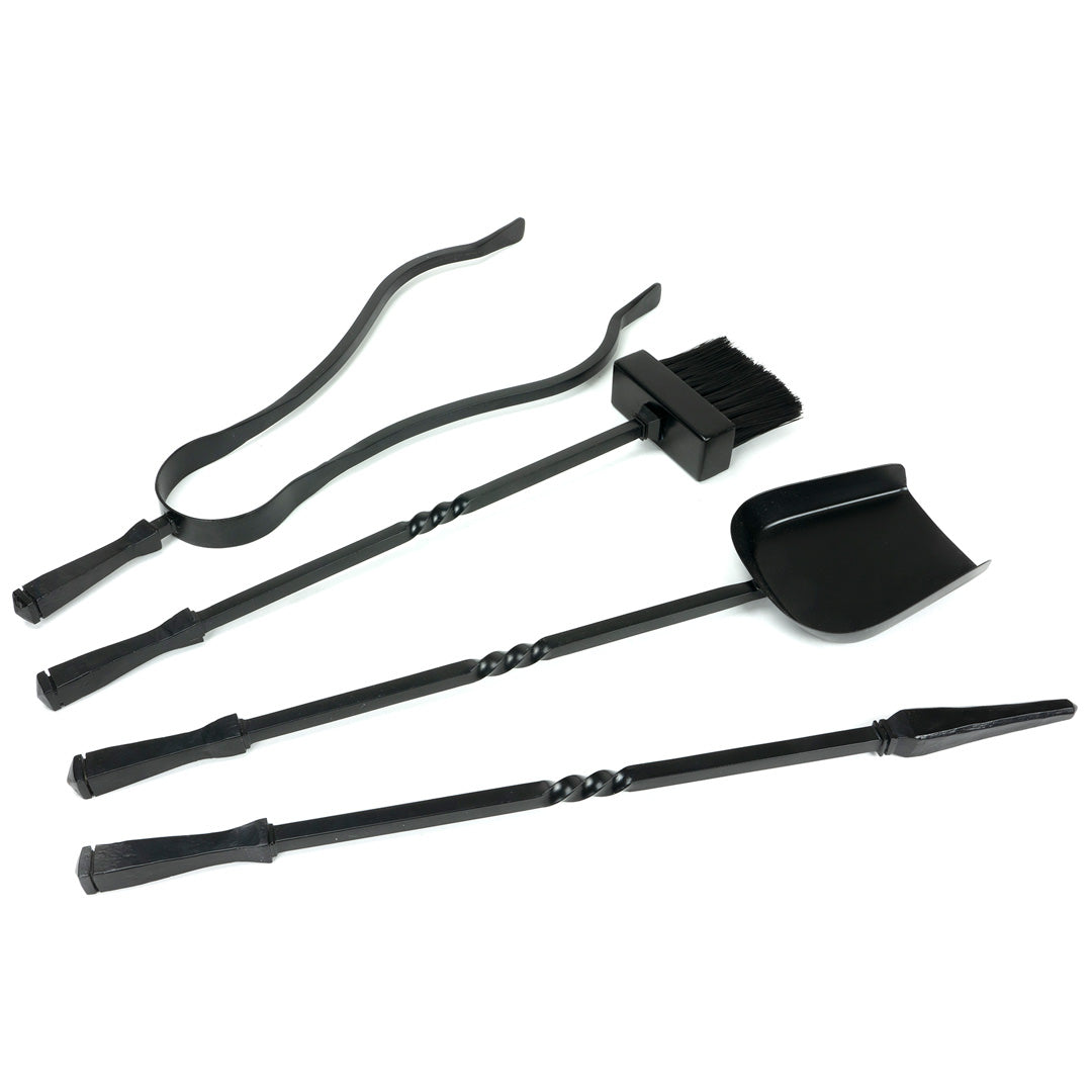 Spiral Hanging Fireplace Tool Set - Matt Black