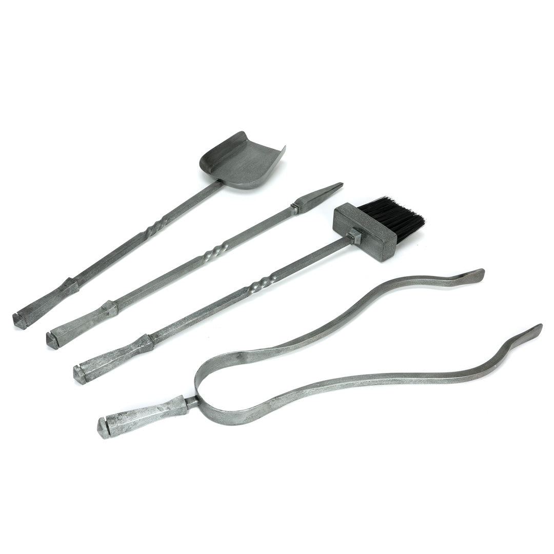 Spiral Hanging Fireplace Tool Set - Pewter