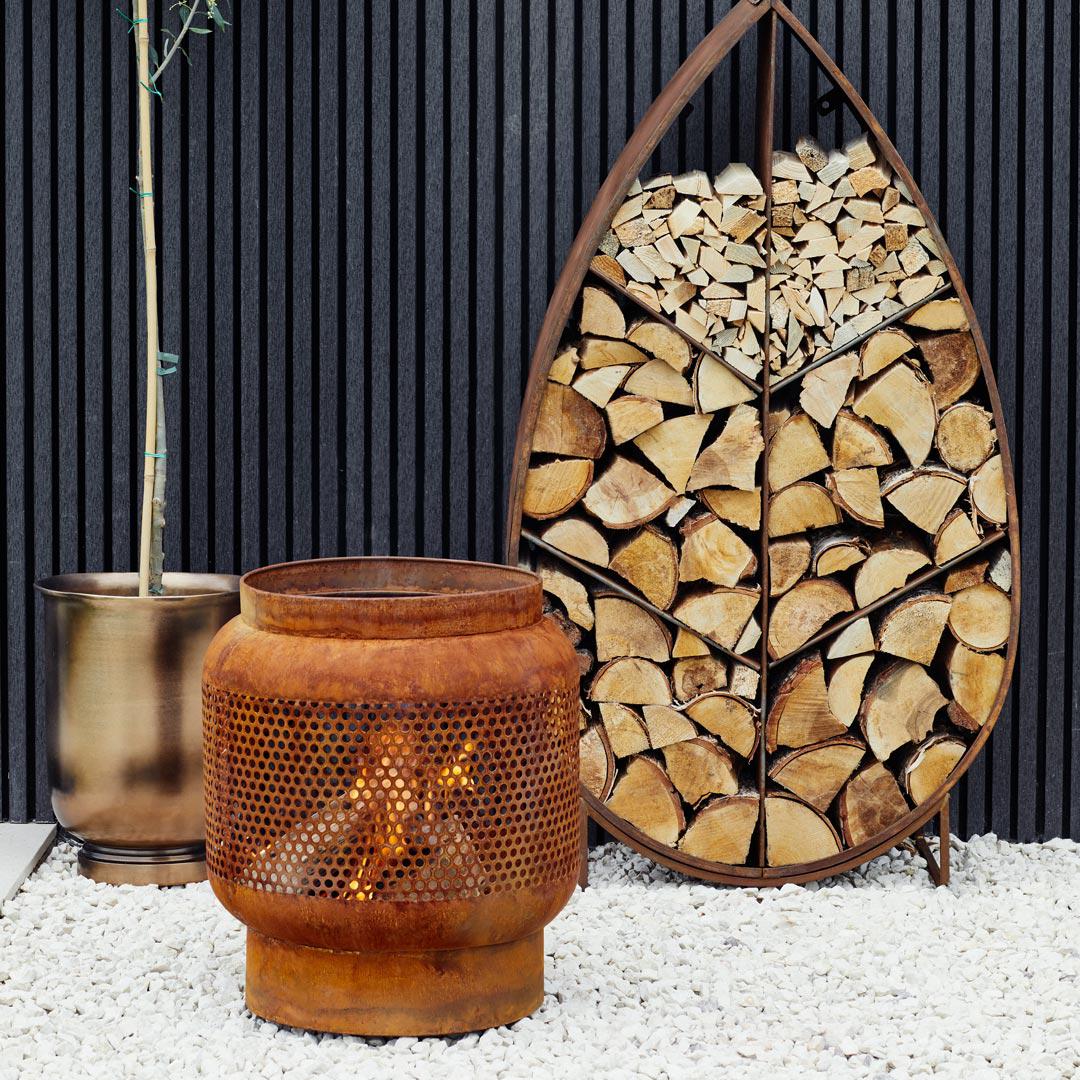 Tall Buttermere Basket Fire Pit - Rust