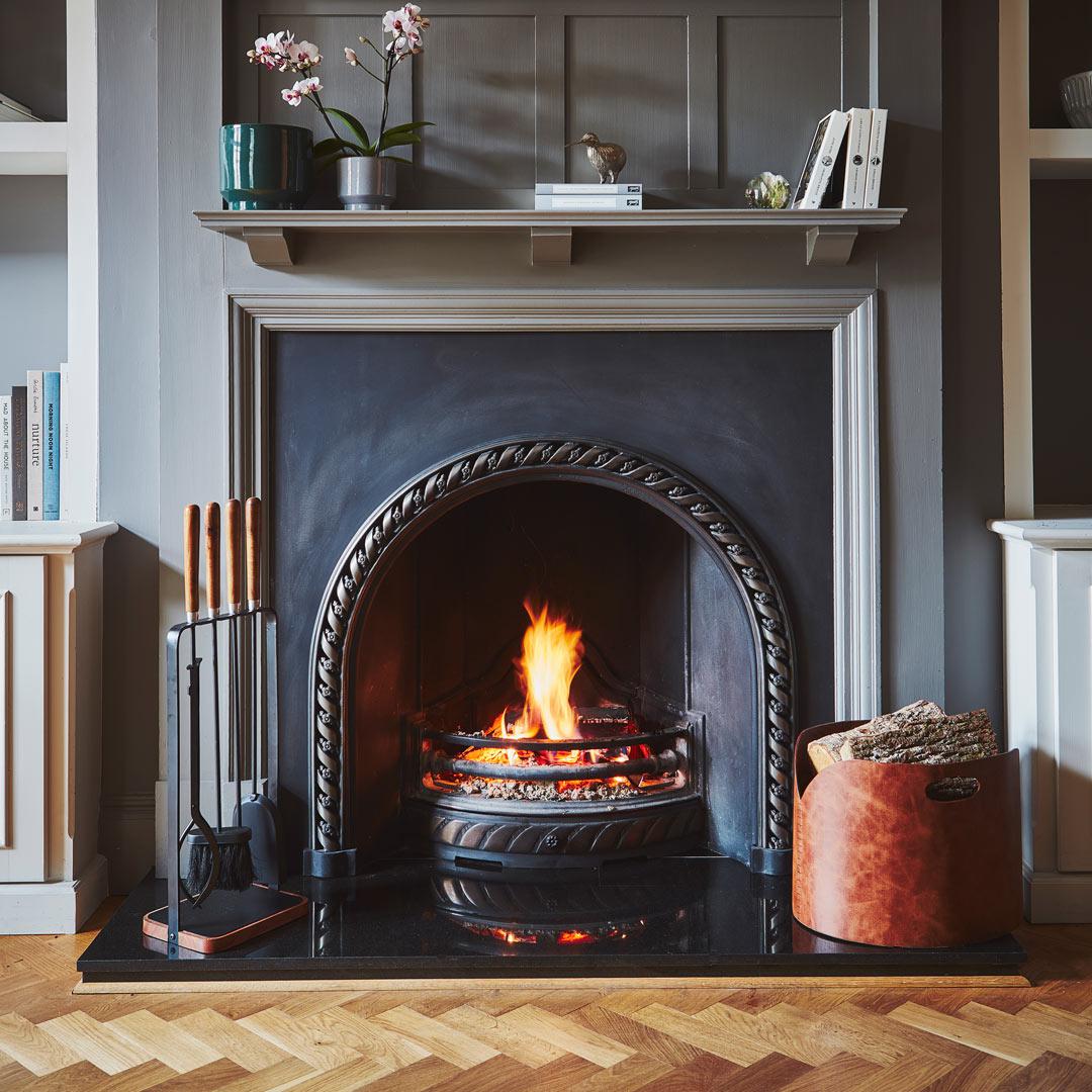 Tan Faux Leather Log Basket