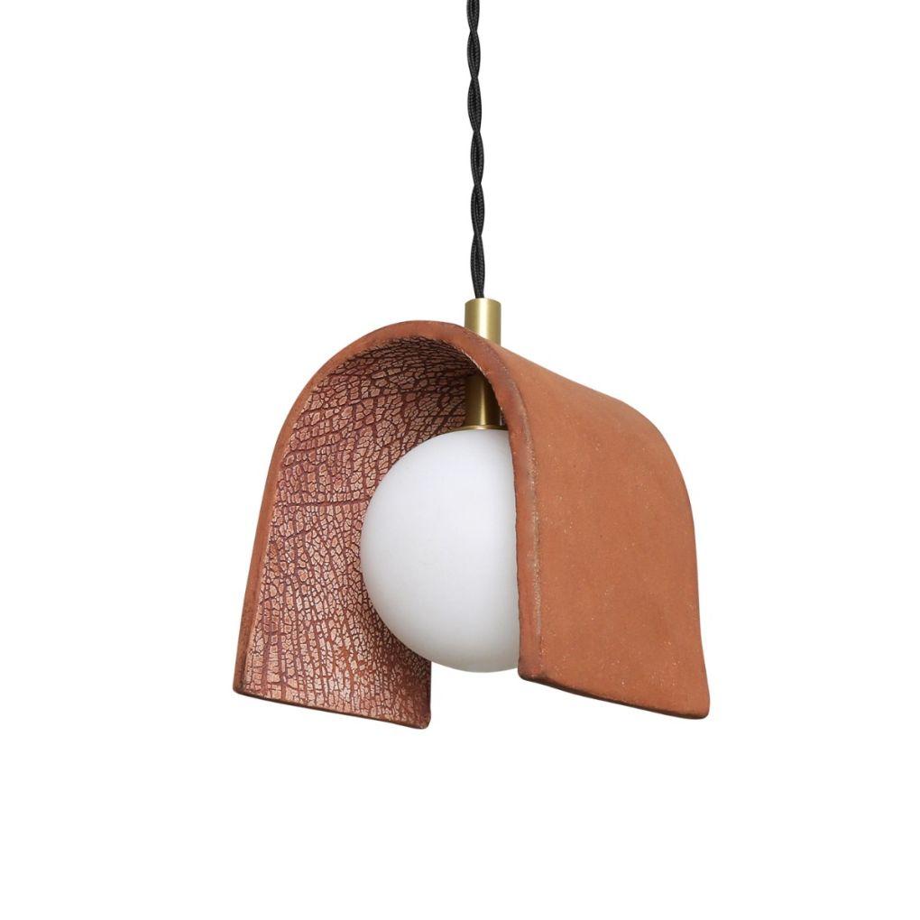 Tansy Minimalist Organic Ceramic Pendant - Red Iron - Mullan Lighting