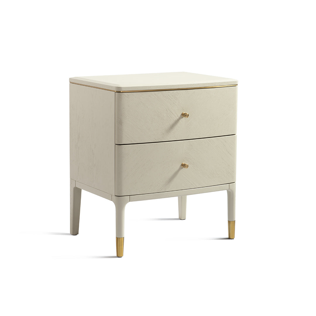 Vancent Off-White 2 Drawer Side Table - RV Astley