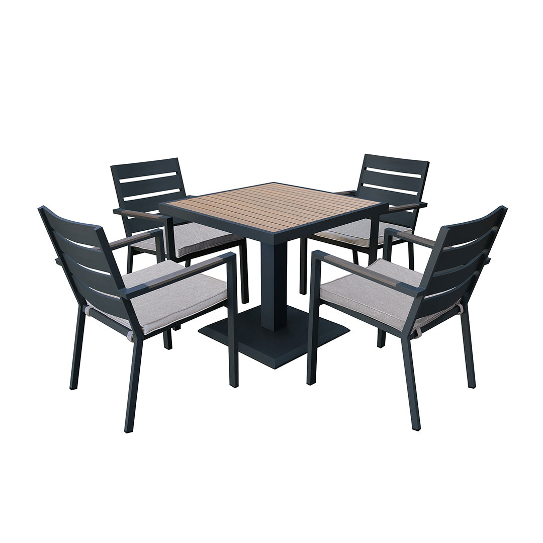 Vancouver 4 Seat Square Dining Set - Dove Grey