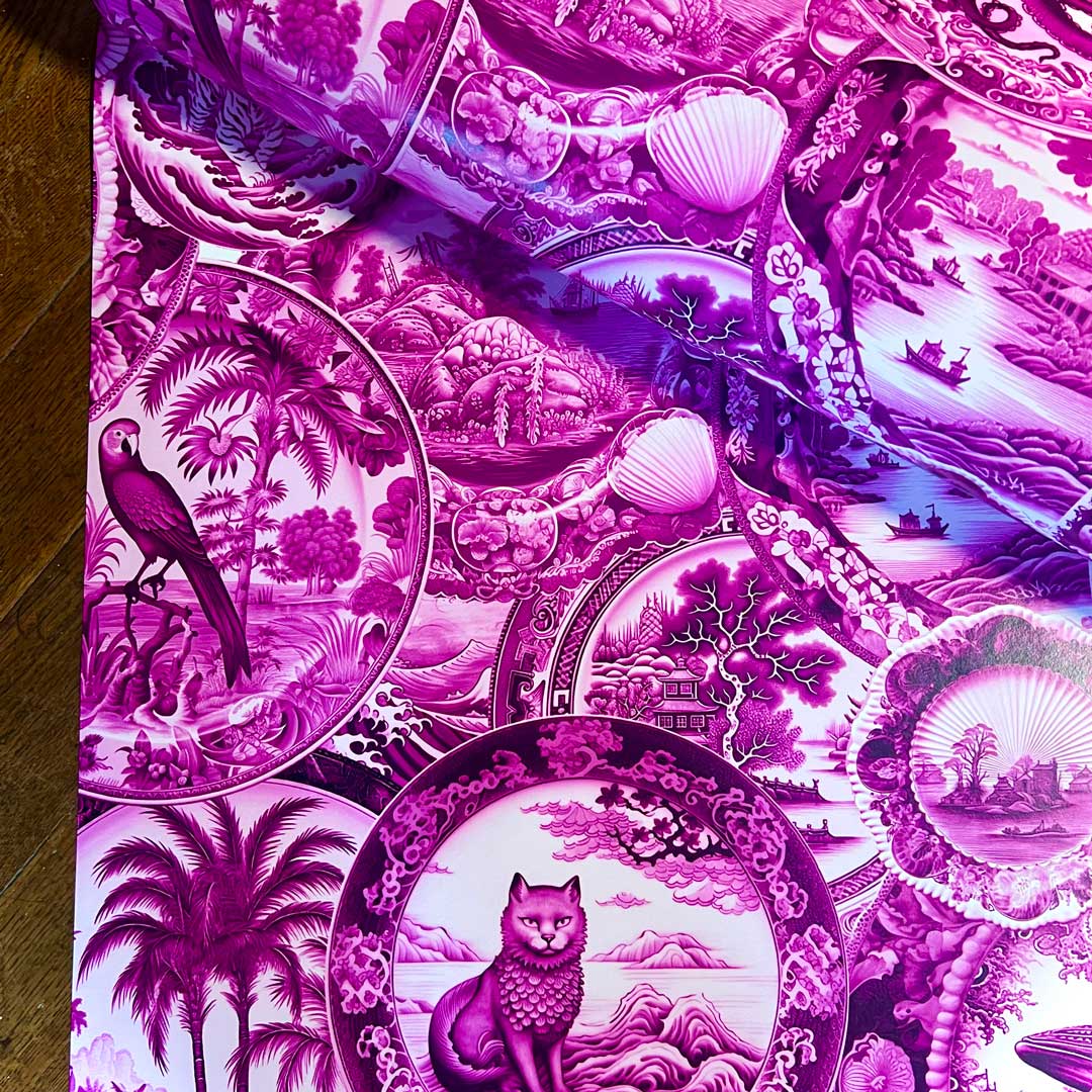 Whimsical Willow Plates Wallpaper