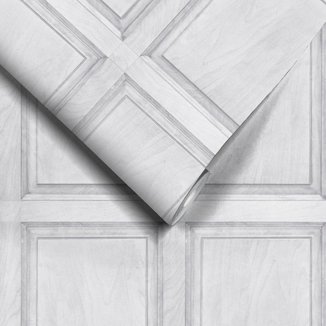 White Wood Panelling Wallpaper