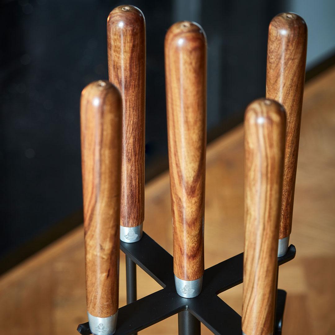 Wooden Handle Fire Tools Set - Round